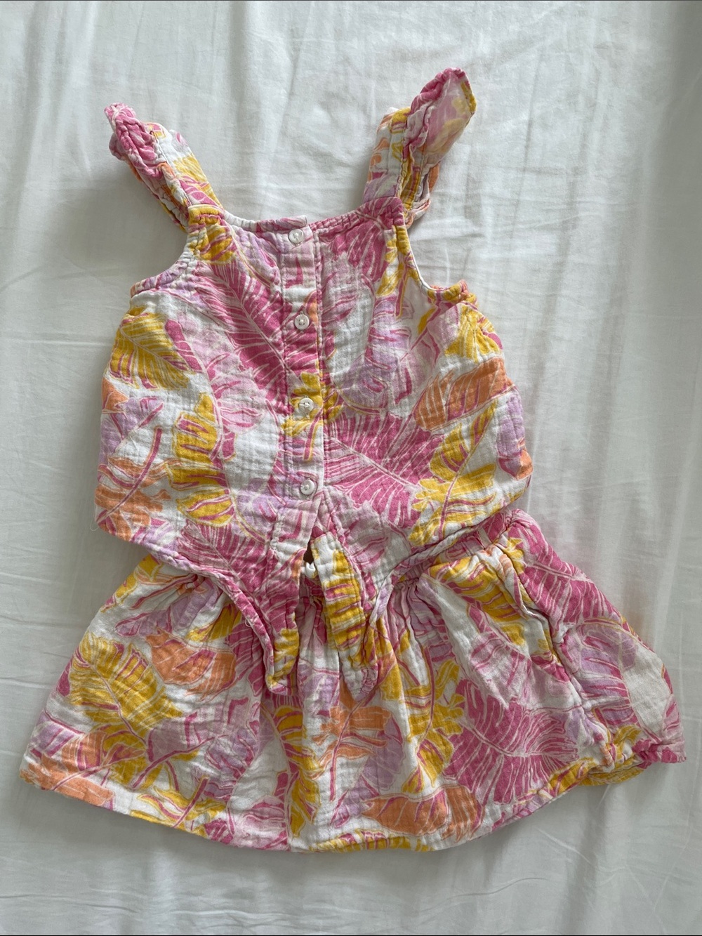 Cat&Jack Girls Pink & Yellow Tropical-Print Sundress Set Size 3T